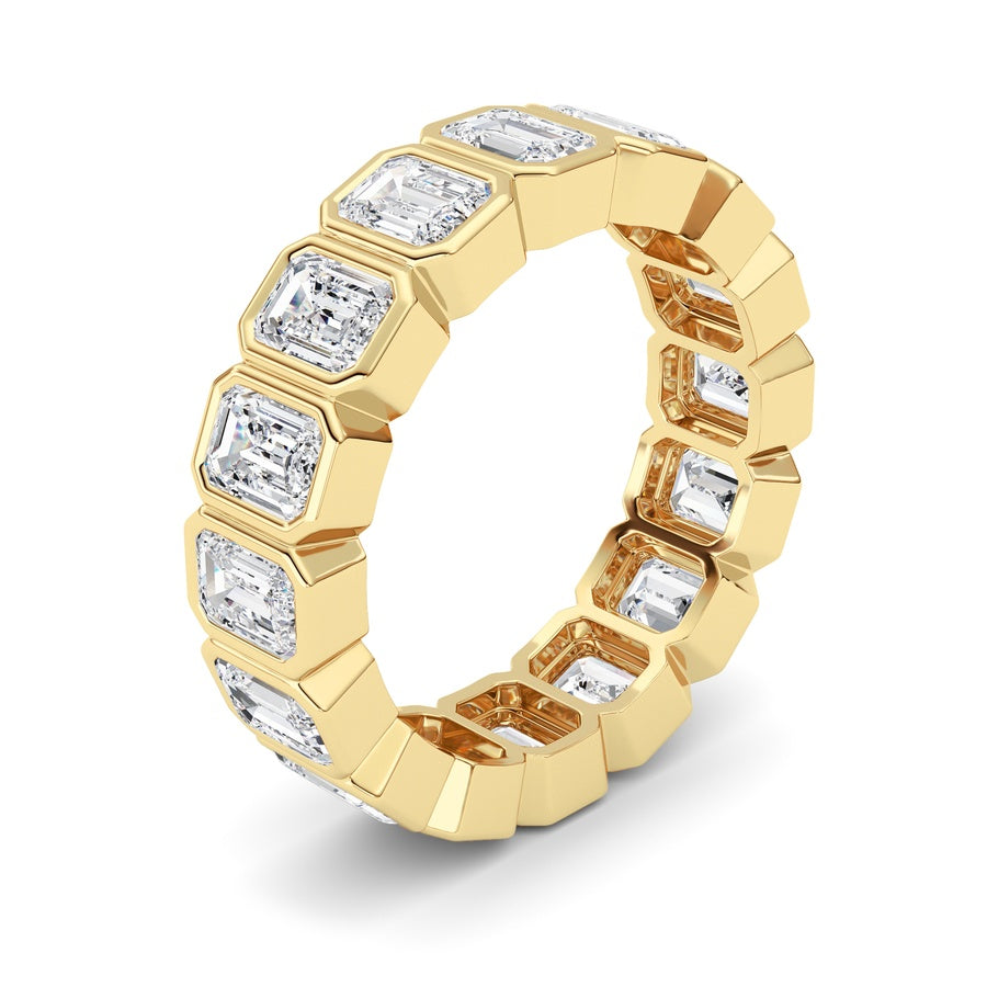 4CTW Emerald Shaped Lab Grown Diamond (F/VS) Eternity Band Ring in 14K Gold