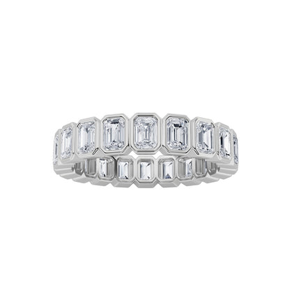 4.25CTW Emerald Shaped Lab Grown Diamond (F/VS) Eternity Band Ring in 14K Gold
