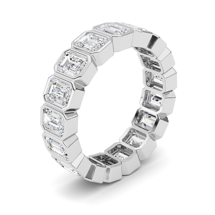 4.25CTW Emerald Shaped Lab Grown Diamond (F/VS) Eternity Band Ring in 14K Gold