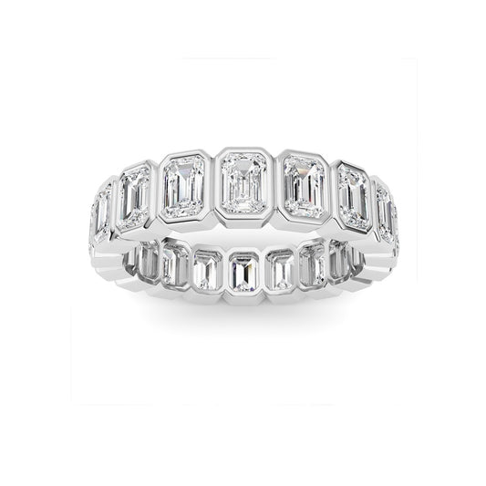 4.5CTW Emerald Shaped Lab Grown Diamond (F/VS) Eternity Band Ring in 14K Gold