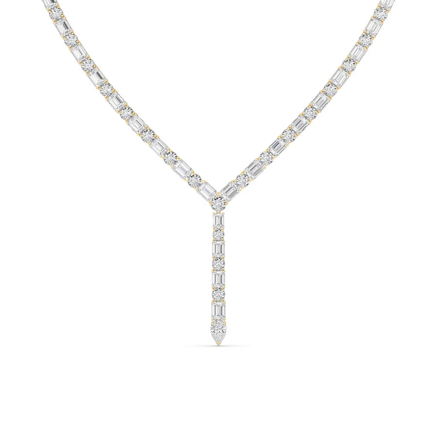 28CTW Mix Shaped Lab Grown Diamond Necklace in 14K Gold (F/VS)