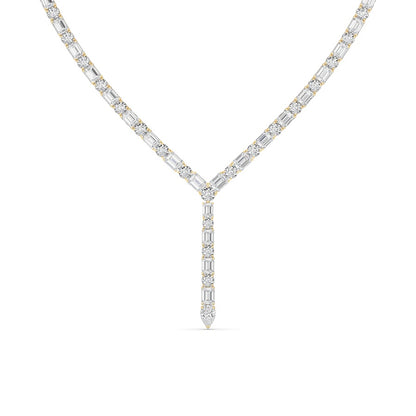 28CTW Mix Shaped Lab Grown Diamond Necklace in 14K Gold (F/VS)
