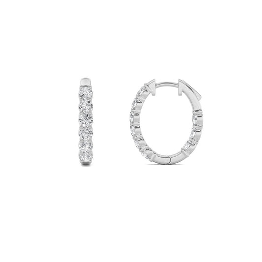 2CTW Round Shaped Lab Grown Diamond (F/VS) Inside Out Hoop Earrings in 14K Gold