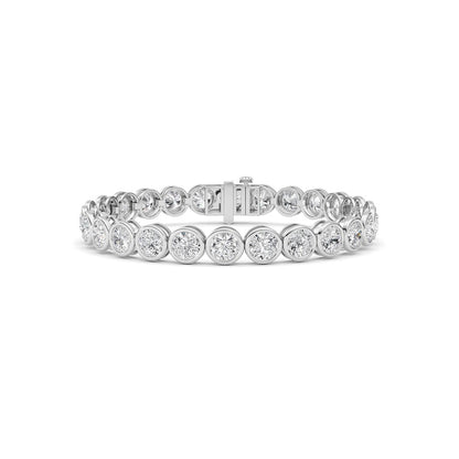 15CTW Round Lab Grown Diamond (F/VS ) Bezel Set Bracelet in 14K Gold