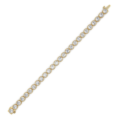 15CTW Round Lab Grown Diamond (F/VS ) Bezel Set Bracelet in 14K Gold