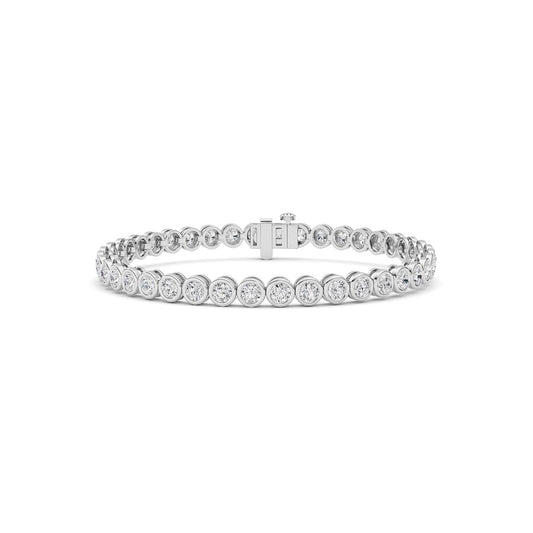 5CTW Round Lab Grown Diamond (F/VS ) Bezel Set Bracelet in 14K Gold