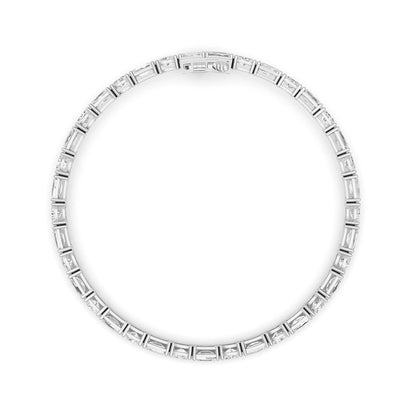 10CTW Emerald And Round Lab Grown Diamond (F/VS ) Bracelet in 14K Gold