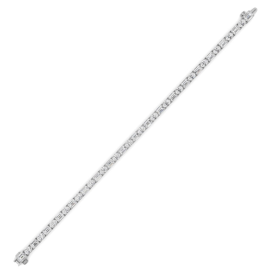 10CTW Emerald And Round Lab Grown Diamond (F/VS ) Bracelet in 14K Gold