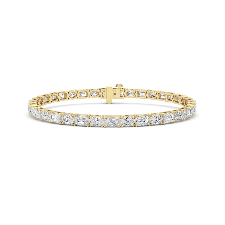 10CTW Emerald And Round Lab Grown Diamond (F/VS ) Bracelet in 14K Gold