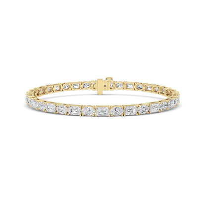 10CTW Emerald And Round Lab Grown Diamond (F/VS ) Bracelet in 14K Gold