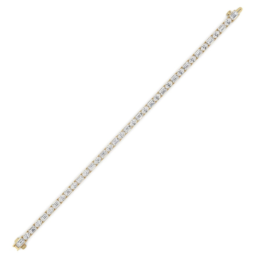 10CTW Emerald And Round Lab Grown Diamond (F/VS ) Bracelet in 14K Gold