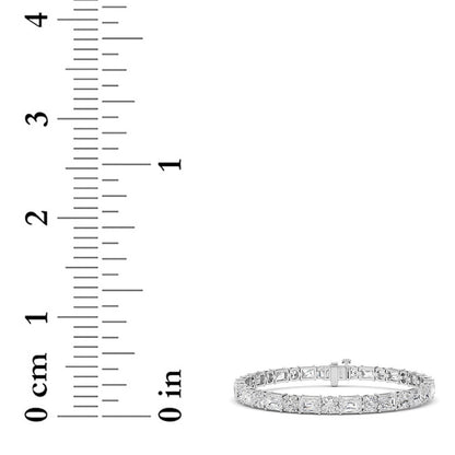 15CTW Emerald And Round Lab Grown Diamond (F/VS ) Bracelet in 14K Gold