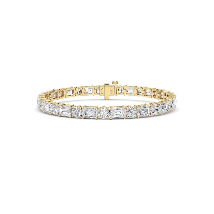 15CTW Emerald And Round Lab Grown Diamond (F/VS ) Bracelet in 14K Gold