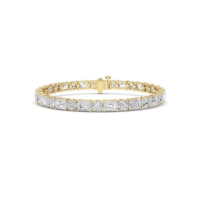 15CTW Emerald And Round Lab Grown Diamond (F/VS ) Bracelet in 14K Gold