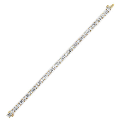 15CTW Emerald And Round Lab Grown Diamond (F/VS ) Bracelet in 14K Gold