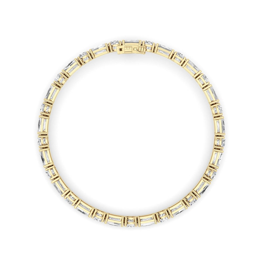 15CTW Emerald And Round Lab Grown Diamond (F/VS ) Bracelet in 14K Gold