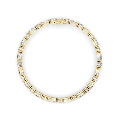 15CTW Emerald And Round Lab Grown Diamond (F/VS ) Bracelet in 14K Gold