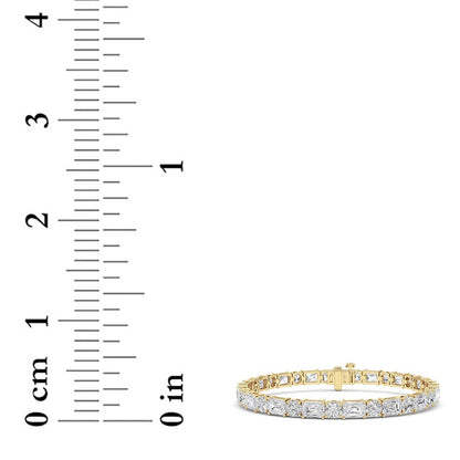 15CTW Emerald And Round Lab Grown Diamond (F/VS ) Bracelet in 14K Gold