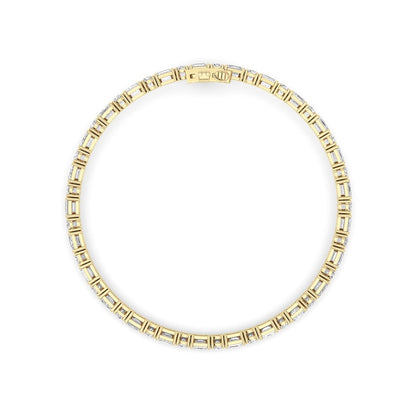 7CTW Emerald And Round Lab Grown Diamond (F/VS ) Bracelet in 14K Gold
