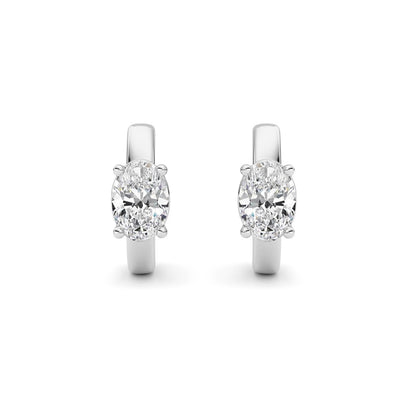 1CTW Oval Shaped Lab Grown Diamond (F/VS ) Huggie Earrings in 14K Gold