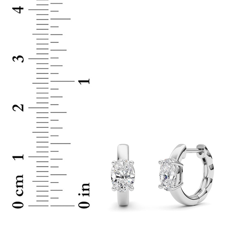 1CTW Oval Shaped Lab Grown Diamond (F/VS ) Huggie Earrings in 14K Gold