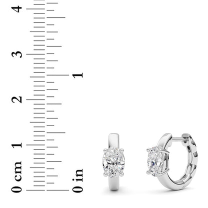 1CTW Oval Shaped Lab Grown Diamond (F/VS ) Huggie Earrings in 14K Gold