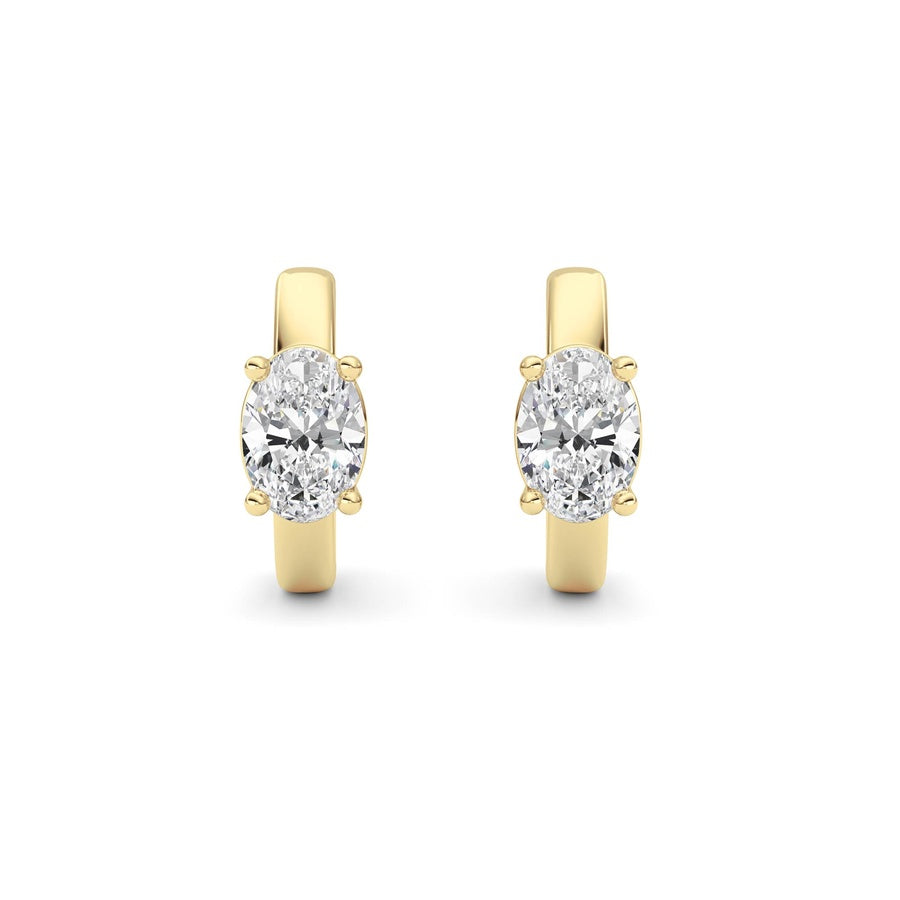 1CTW Oval Shaped Lab Grown Diamond (F/VS ) Huggie Earrings in 14K Gold