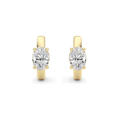 1CTW Oval Shaped Lab Grown Diamond (F/VS ) Huggie Earrings in 14K Gold