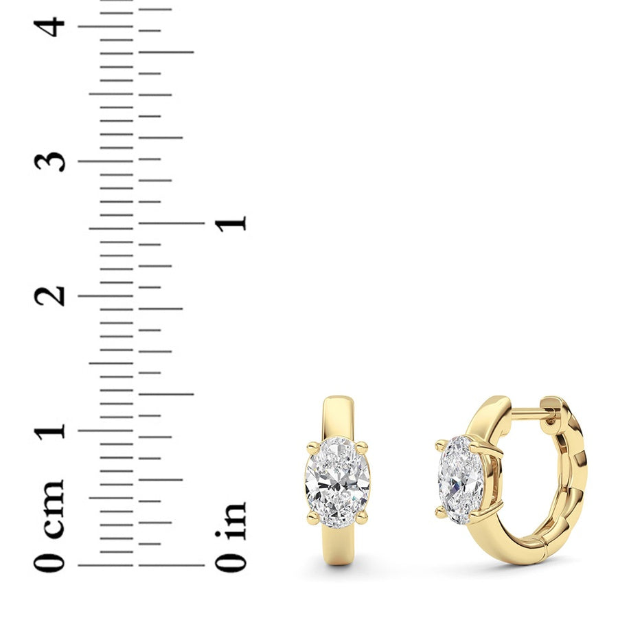 1CTW Oval Shaped Lab Grown Diamond (F/VS ) Huggie Earrings in 14K Gold