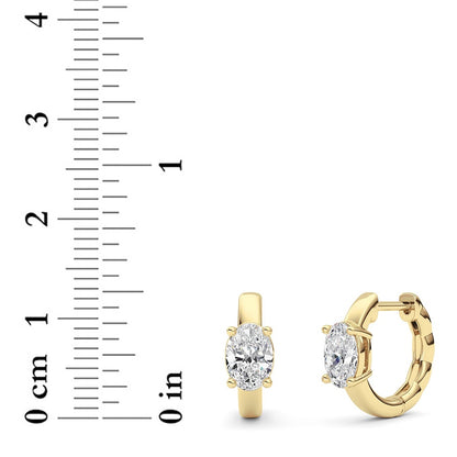 1CTW Oval Shaped Lab Grown Diamond (F/VS ) Huggie Earrings in 14K Gold