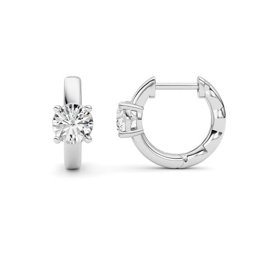 1CTW Round Shaped Lab Grown Diamond (F/VS ) Huggie Earrings in 14K Gold