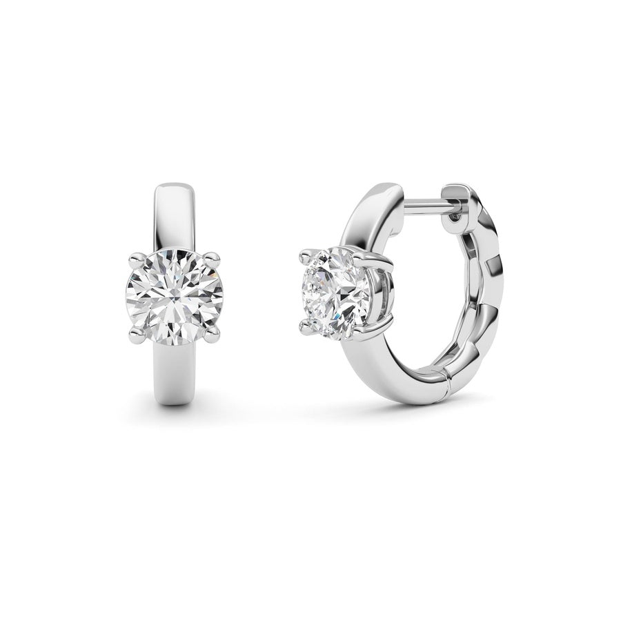 1CTW Round Shaped Lab Grown Diamond (F/VS ) Huggie Earrings in 14K Gold