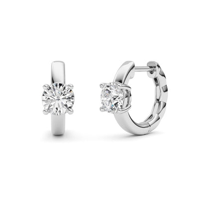 1CTW Round Shaped Lab Grown Diamond (F/VS ) Huggie Earrings in 14K Gold