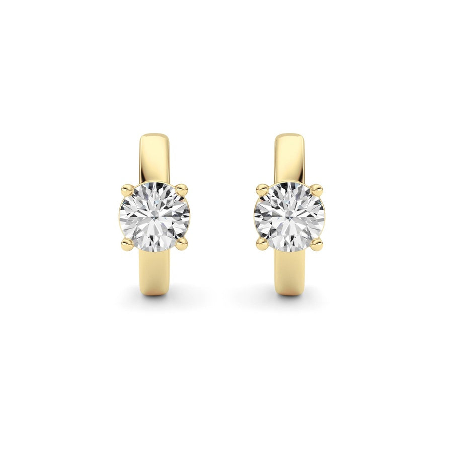 1CTW Round Shaped Lab Grown Diamond (F/VS ) Huggie Earrings in 14K Gold