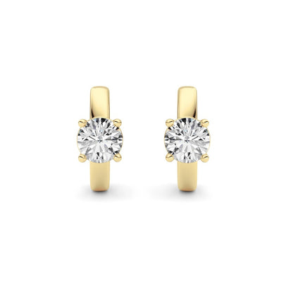 1CTW Round Shaped Lab Grown Diamond (F/VS ) Huggie Earrings in 14K Gold
