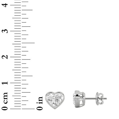2CTW Heart Shaped Lab Grown Diamond (F/VS) Bezel Set Stud Earrings in 14K Gold