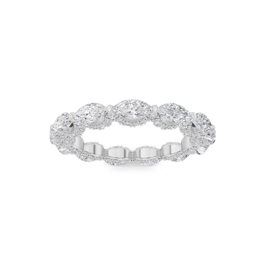 2.5CTW Marquise Shaped Lab Grown Diamond (F/VS) Eternity Band Ring in 14K Gold