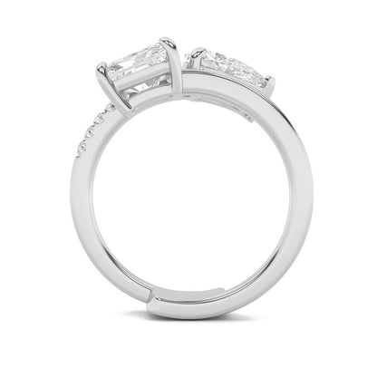 1.5CTW Pear Shaped Lab Grown Diamond (F/VS) Toi et Moi Fashion Ring in 14K Gold