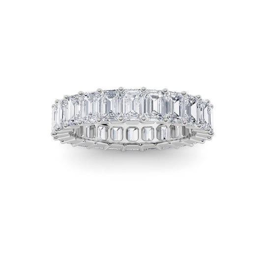 2.9CTW Emerald Shaped Lab Grown Diamond Split Prong Eternity Ring in 14K Gold (F/VS)