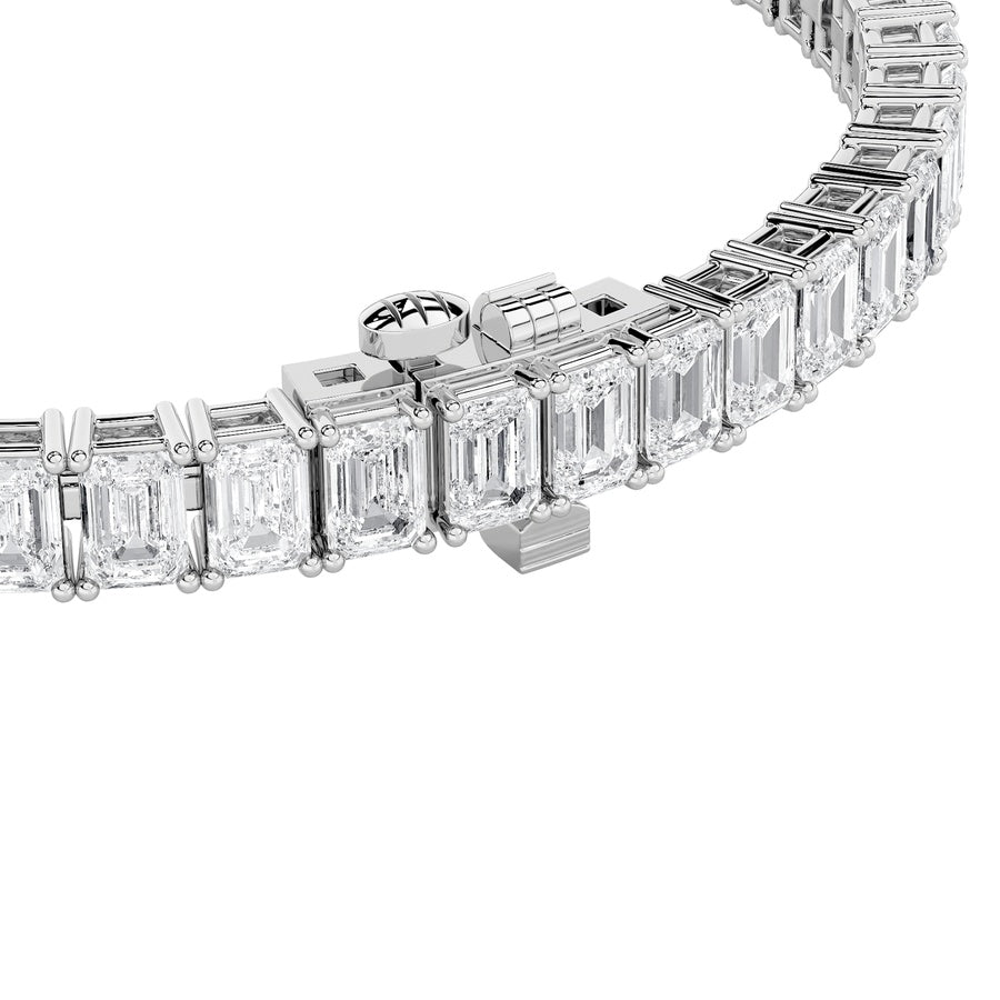 12.5CTW Emerald Shaped Lab Grown Diamond (F/VS) East West Line Bracelet in 14K Gold