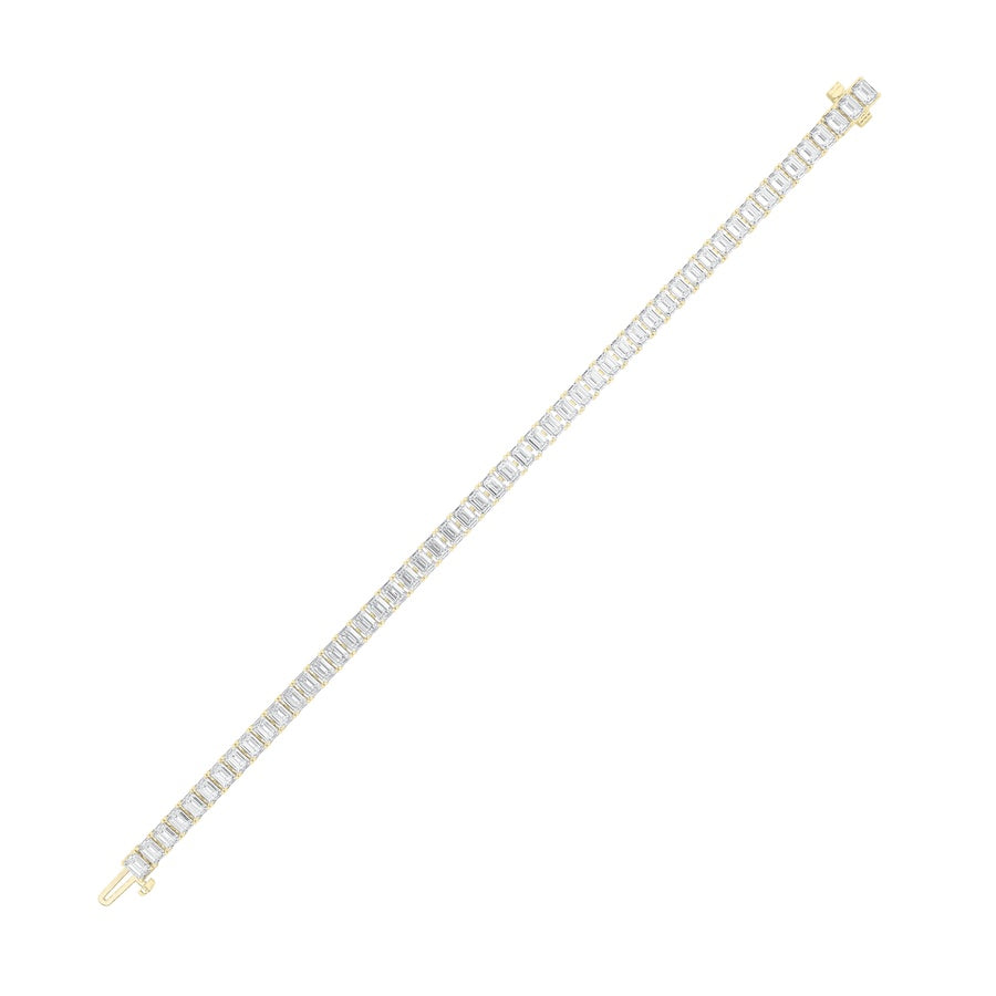 12.5CTW Emerald Shaped Lab Grown Diamond (F/VS) East West Line Bracelet in 14K Gold