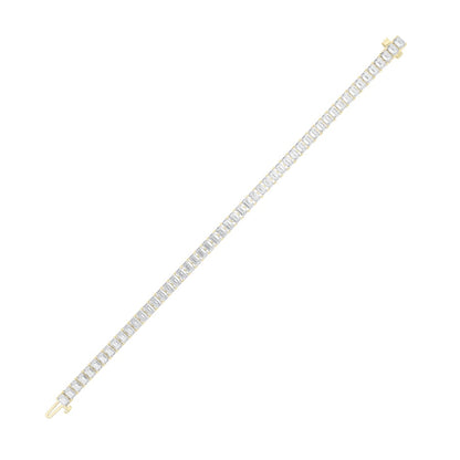 12.5CTW Emerald Shaped Lab Grown Diamond (F/VS) East West Line Bracelet in 14K Gold