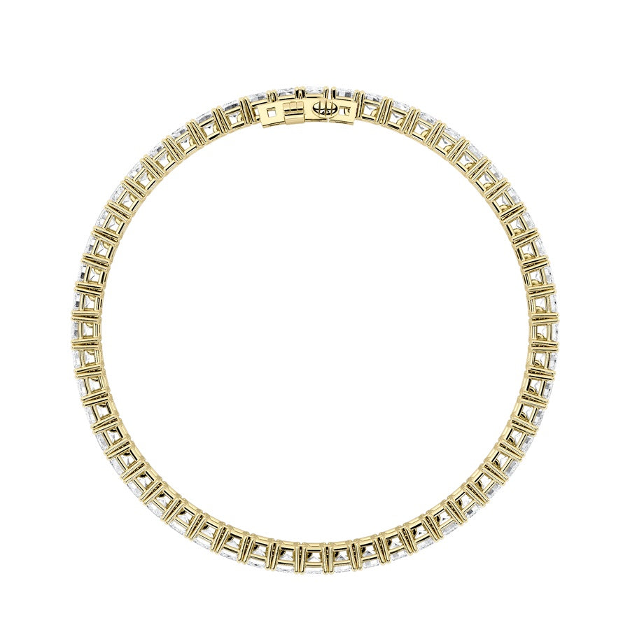12.5CTW Emerald Shaped Lab Grown Diamond (F/VS) East West Line Bracelet in 14K Gold
