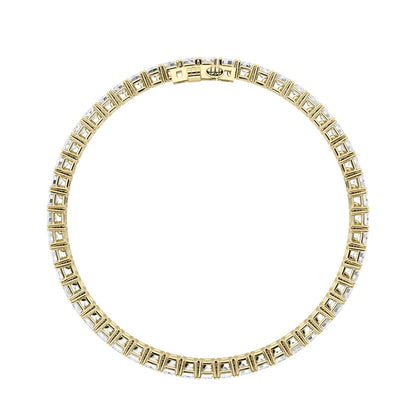 12.5CTW Emerald Shaped Lab Grown Diamond (F/VS) East West Line Bracelet in 14K Gold