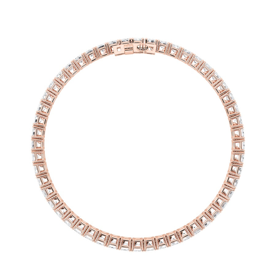 15CTW Emerald Shaped Lab Grown Diamond (F/VS) East West Line Bracelet in 14K Gold