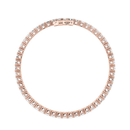 15CTW Emerald Shaped Lab Grown Diamond (F/VS) East West Line Bracelet in 14K Gold