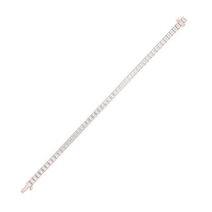 15CTW Emerald Shaped Lab Grown Diamond (F/VS) East West Line Bracelet in 14K Gold