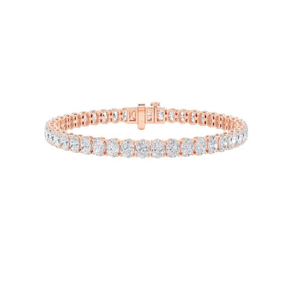 12.5CTW Oval Shaped Lab Grown Diamond (F/VS) East West Line Bracelet in 14K Gold