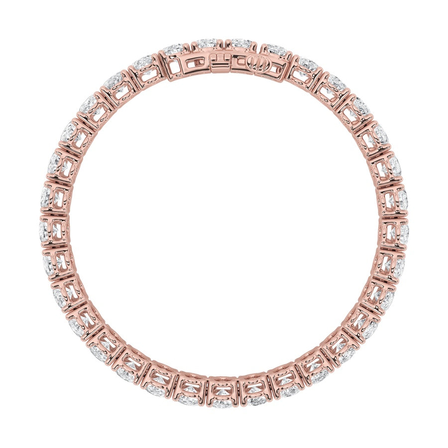 12.5CTW Oval Shaped Lab Grown Diamond (F/VS) East West Line Bracelet in 14K Gold