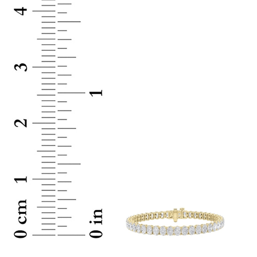 14.75CTW Oval Shaped Lab Grown Diamond (F/VS) Tennis Bracelet in 14K Gold